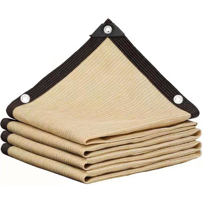 Voile ombrage 3x3m 90% UV beige résistant plantes terrasse abri solaire