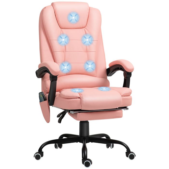 Réglable en hauteur fauteuil de bureau massant avec 7 points de vibration repose-pieds et dossier inclinable