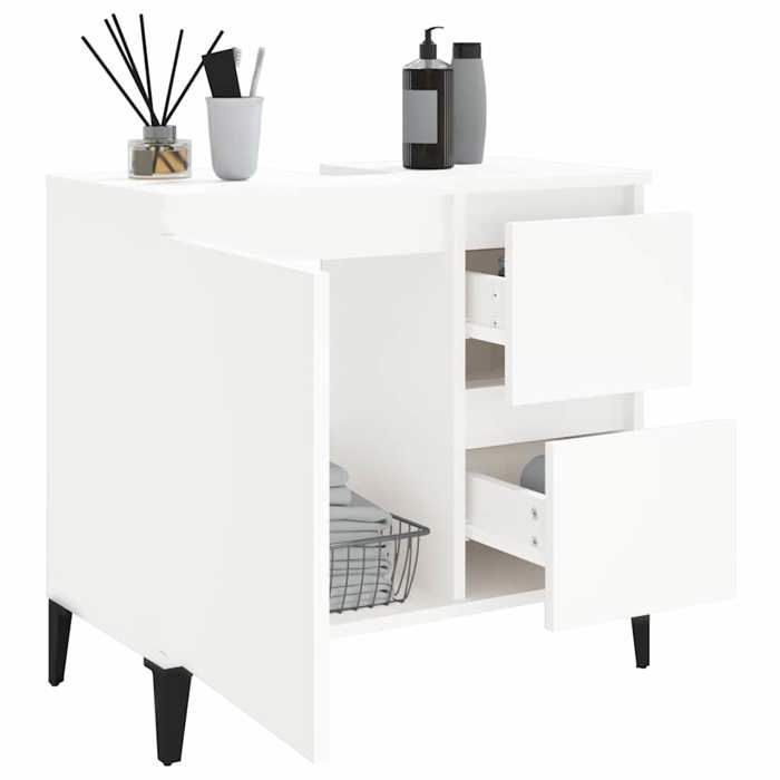 Meuble Rangement - HAOSHOP - Armoire de salle de bain blanc 65x33x60 cm bois dingénierie&01_34087