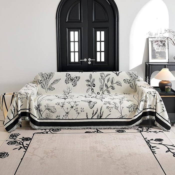 Plaid Canapé Décoratif Multifonction 180x130 cm Noir Jeté Housse Protection Sofa Doux Pour Salon Chambre noir HOUSSE DE CANAPE