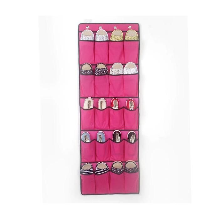 Organisateur à chaussures suspendu pour porte 20 poches rangement chaussures et accessoires 2 crochets