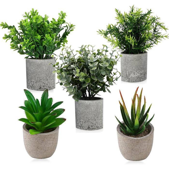 Plantes artificielles dintérieur - Lot de 5 - 27 x 10 x 20 cm - Vert - Papier - Style réaliste - Écologique
