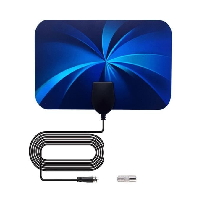 Antenne TV Numérique Intérieure SEAFRONT - Gain 25 DBi - Câble 3 M - Support Adhésif - Compatible 4K, 1080P, 720P