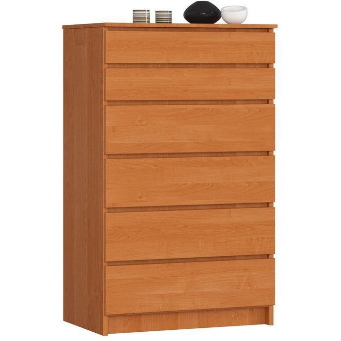 Commode AKORD K60 Aulne 60 cm 6 tiroirs façade Aulne 60x40x130 cm