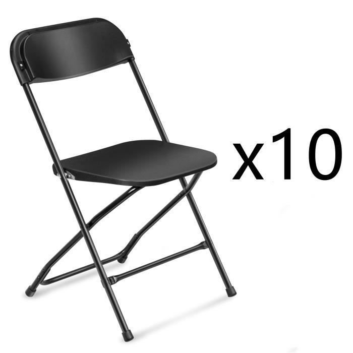 10 pièces chaise en plastique noir jardin conférence fête mariage pliable 10 pièces chaise en plastique noir jardin conférence fête mariage pliable