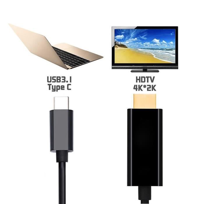 Câble USB c à HDMI (5,9 FT1,8 m) USB 3,1 type c mâle à HDMI mâle 4 k