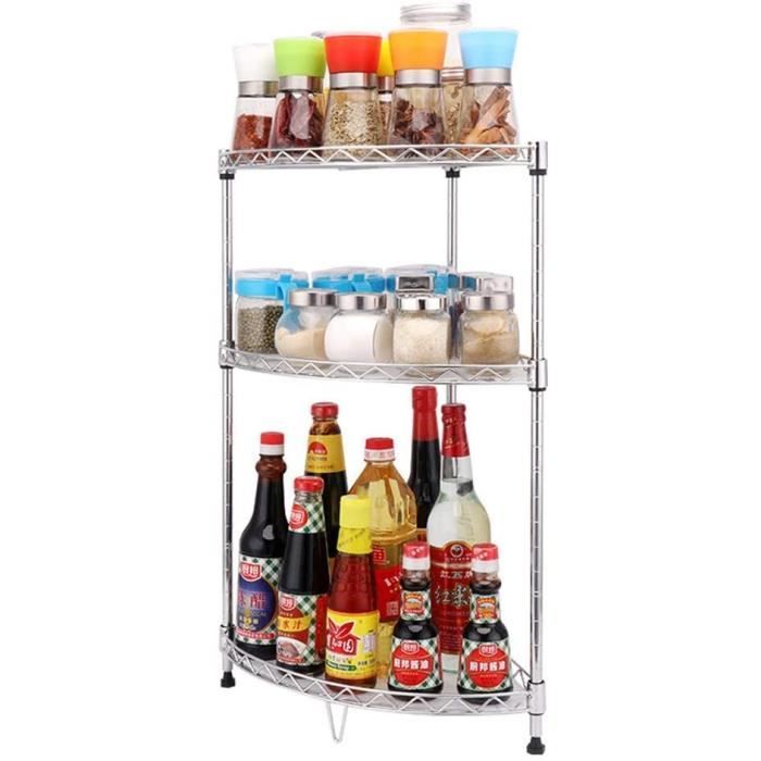 YMYNY Étagère à Épices 3 Niveaux Avec Panier Métal - Organisateur Cuisine Et Salle De Bain 43x24x53cm
