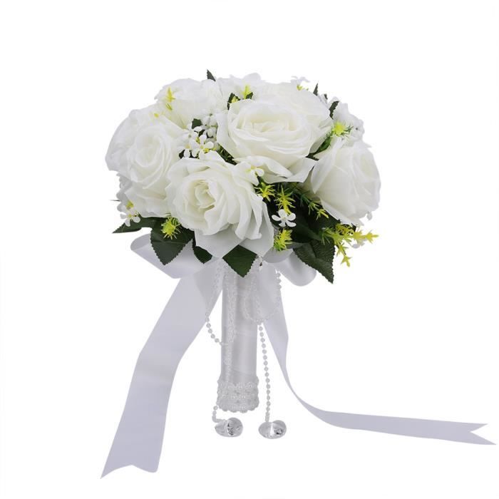 Lanqi Bouquet de mariage, Bouquet de mariée bouquet de perles ruban -  Cdiscount Prêt-à-Porter