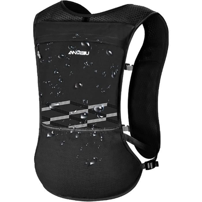 Gilet De Course USWE Pace 14L Avec 2 Bouteilles 500 Ml - Homme/Femme - Blanc/Noir Taille M - Système No Dancing Monkey - Traitement Anti-odeurs Polygiene