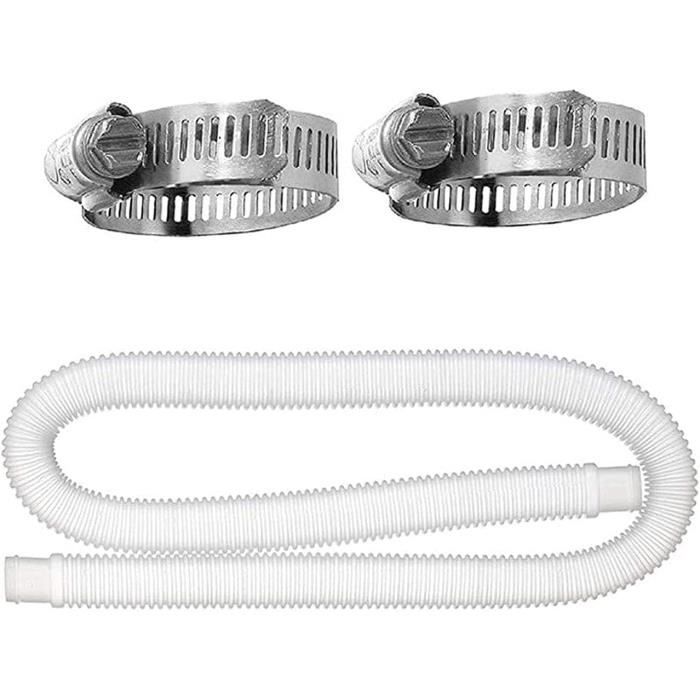 4 Tuyaux Piscine 32mm Blancs + 8 Colliers Métalliques - Kit De Remplacement Pour Pompe Et Filtration