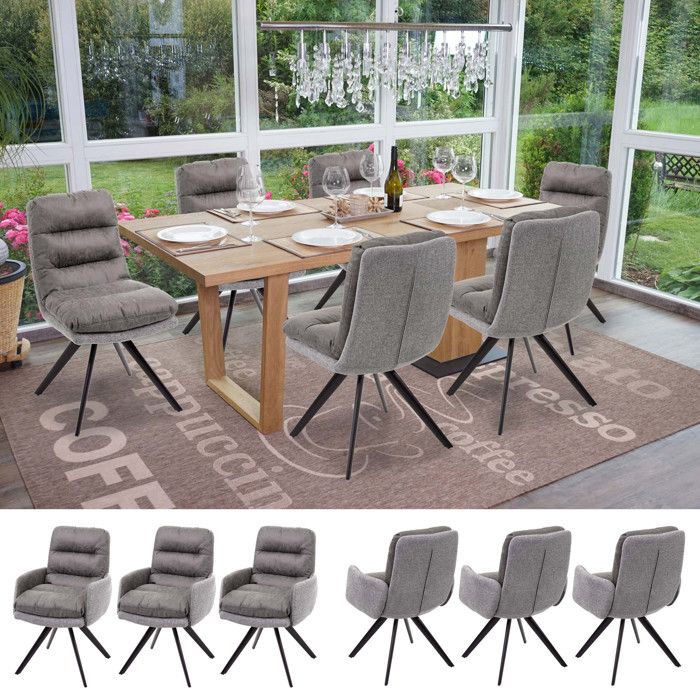 Lot De 6 Chaises De Salle à Manger Pivotantes Anthracite - Design Moderne