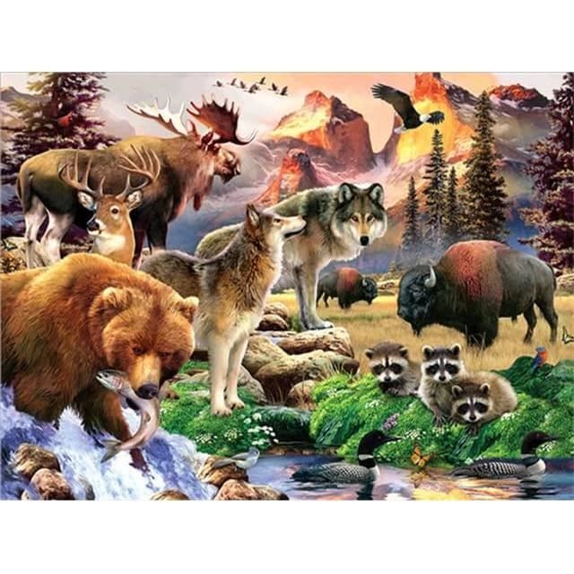 Tableau Diamant 5D JLANEZI - Broderie Diamants Ronds, Motif Cerf Paysage, 30x40 Cm, Kit DIY Art Créatif - 9