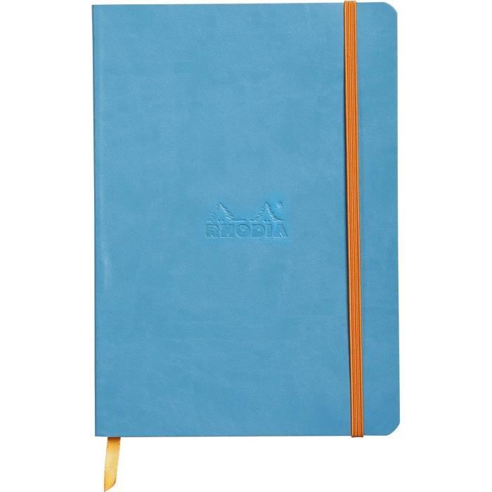 RHODIA 117357C Notitieboek, zacht, turquoise, A6, 10,5 x 14,8 cm, gestippeld, 144 pagina's, lichtbruin papier, 90 g/m², bladwijzer, elastische sluiting, kunstleer : C Rhodia
