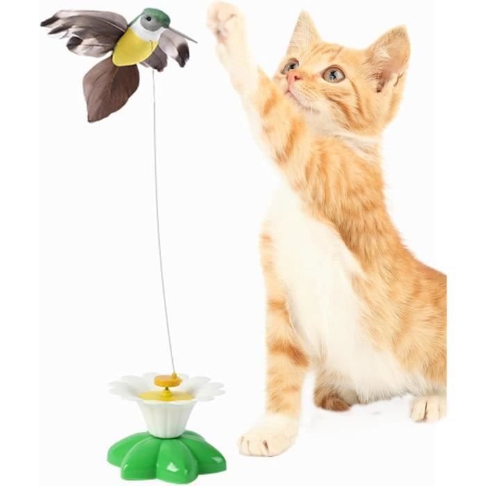 Meilleurs prix pour plume chatJouet Interactif pour Chat Jeu Interactif Colibri Électrique pour Chat avec Capteur Rotatif À 360 Degrés Papillons en