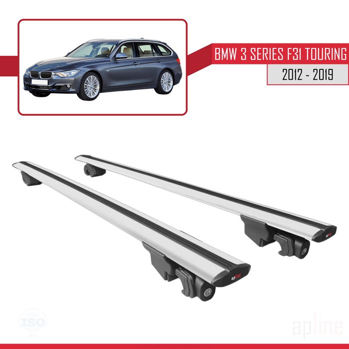 Compatible avec BMW 3 Serisi F31 TOURING 2012-2019 HOOK Barres de Toit Railing Porte-Bagages de voiture Avec verrouillable Alu GRIS