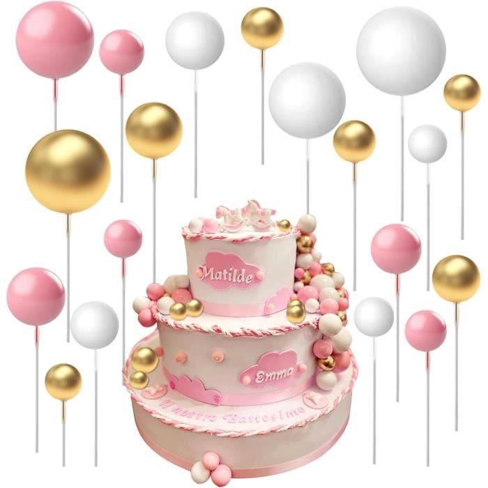 20 pièces de décoration de gâteau en forme de ballon sphérique mini, décoration de gâteau de baseball, pioche de décoration de gâteau, boule de décoration de gâteau pour riage, anniversaire, outils de