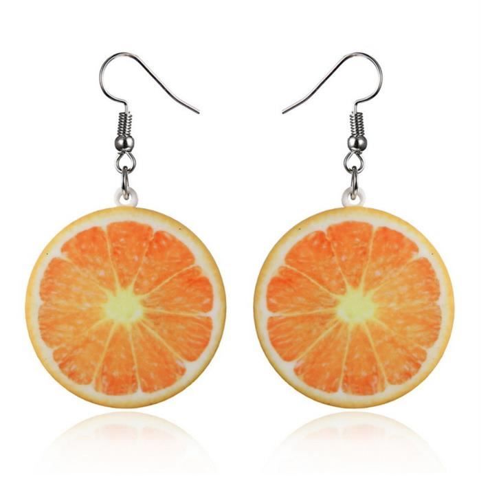 Boucles D'oreilles Fruits - Style Trash Chic - Plastique Multicolore - Neuf Avec étiquettes