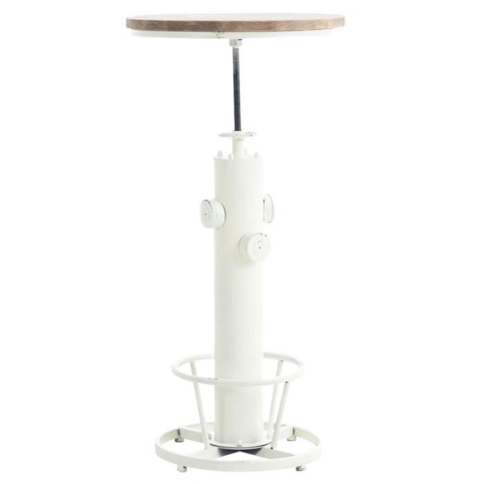 table haute table de bar style industriel hauteur réglable repose-pieds blanc tab10022