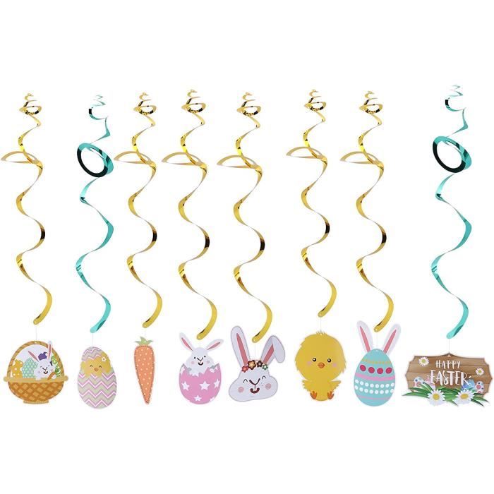 12 Tourbillons Suspendus Vert Citron - Décoration Fête Anniversaire Mariage - Plastique - AMSCAN
