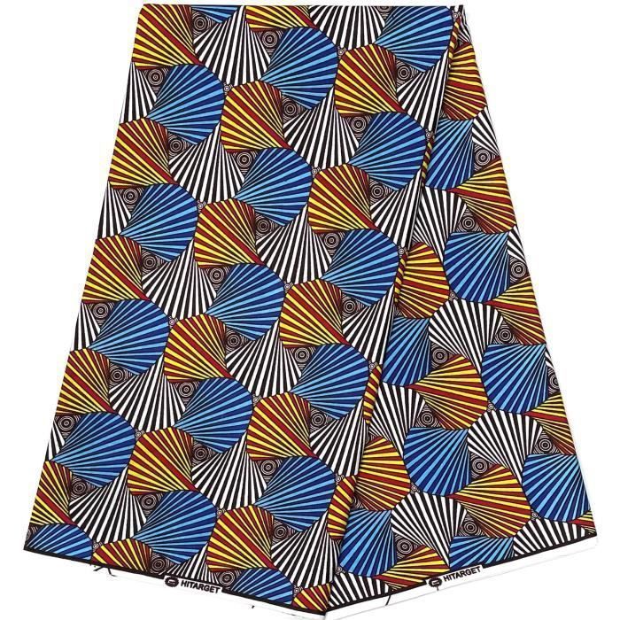 Tissu Wax Africain - Coupon 2 Yards - 100% Coton - Multicolore - Neuf