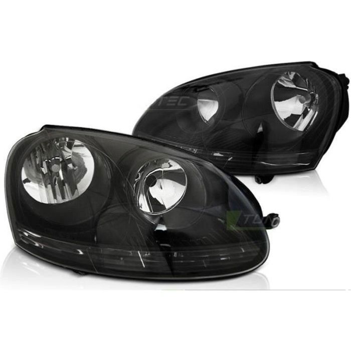 Paire de feux phares VW Golf 5 de 10/2003 a 2009 Design noir - 31693538
