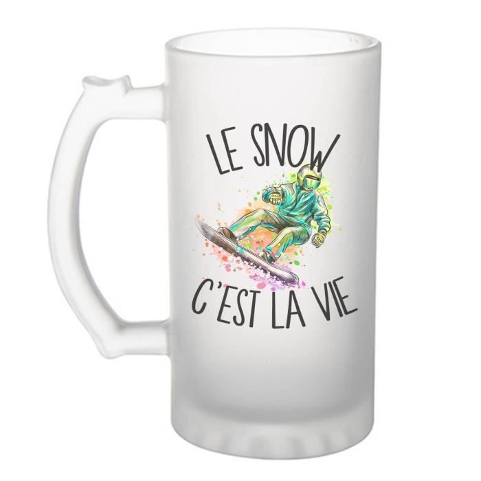 Chope de bière Snowboard c'est la vie | Verre à Bière Pinte humour