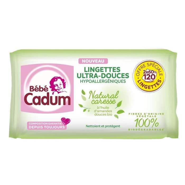 Bebe Cadum Lingettes Ultra Douces Naturel Caresse A L Huile D Amandes Douces Bio 2 Paquets De 60 Lo Cdiscount Puericulture Eveil Bebe