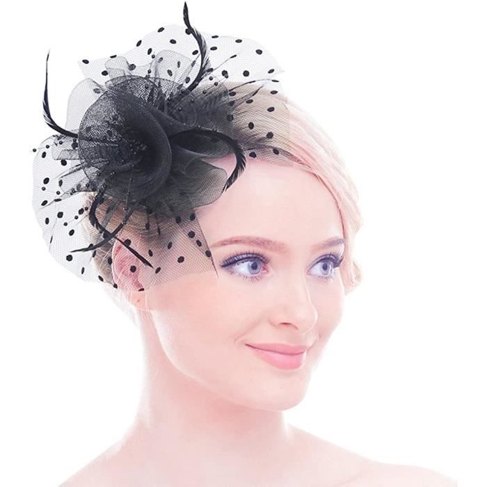 Femme Bibi Chapeau Mariage Elégant Bonnet Nuptiale Mariée Vintage  Fascinator Hat Britannique avec Voilette Fleur Bandeau Coiffure Clip  Accessoires Cheveux pour Mariage Cocktail Derby Saint Valentin : :  Mode