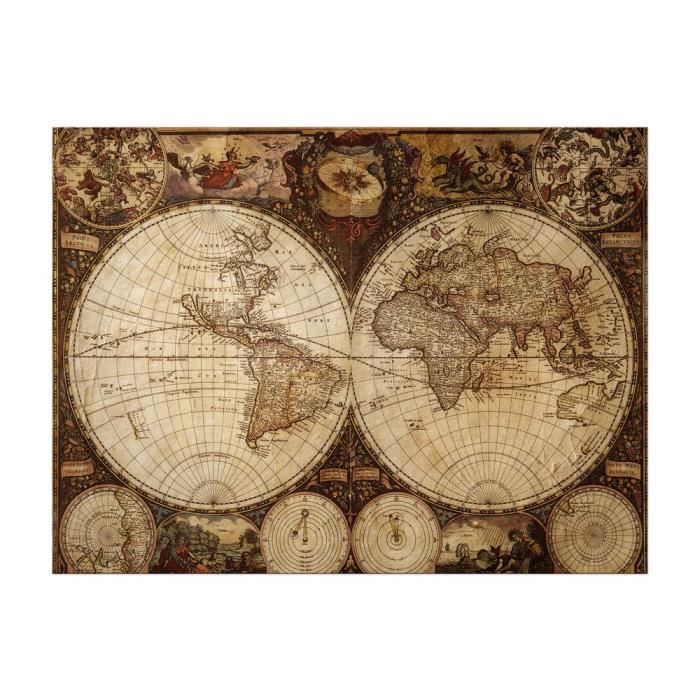 Impression Sur Toile Carte Du Monde Vintage 70 X 50 Cm 70 X 50 Cm Cdiscount Maison
