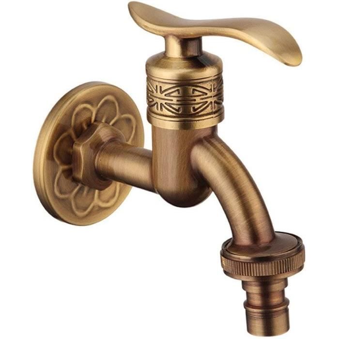Robinet Mural Rétro En Laiton - Pour Lavabo, Jardin, Salle De Bain, Eau Froide