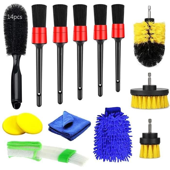 Kit De 37 Brosses De Nettoyage Voiture - Pour Intérieur/Extérieur - Compatible Perceuse - Détailing Auto