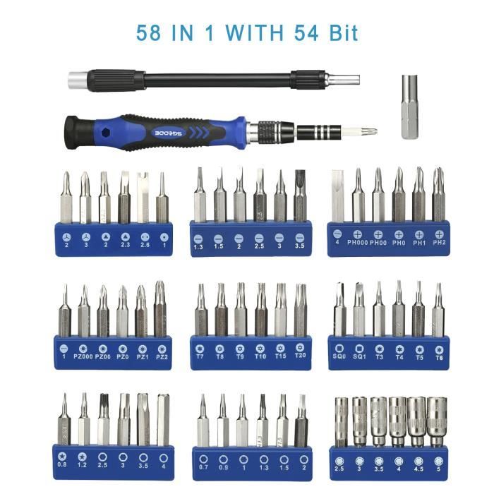 Tournevis Et Multi Bit Tool Set avec 19 Interchangeable Tips-Tête magnétique