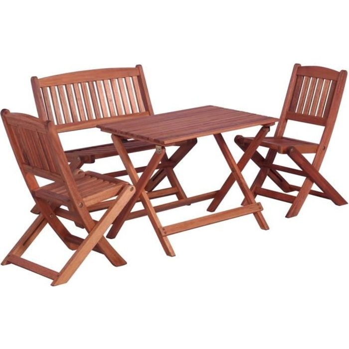 Ensemble à dîner dextérieur pour enfants en bois deucalyptus - Table chaises et banc - Marron