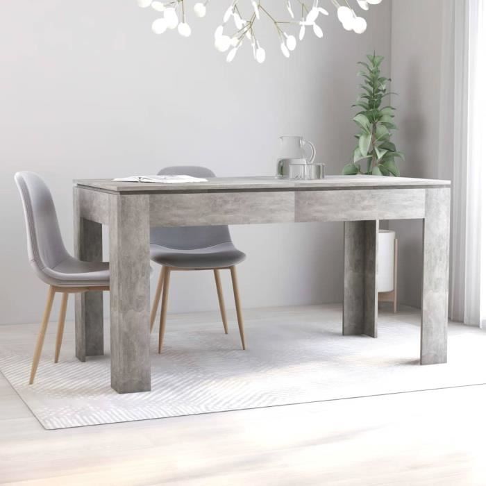 LIN-Table de salle à manger Gris béton 140 x 70 x 76 cm Aggloméré ...