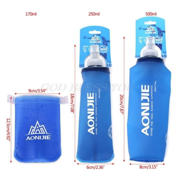 Bouteille D'eau Pliable 500 Ml – Silicone – Pour Sport, Randonnée – Format Voyage