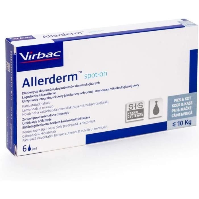 Comparer les prix de Virbac Allerderm Spot on Traitement Antiseptique Boîte 6 Pipettes pour Chien 2 [107]