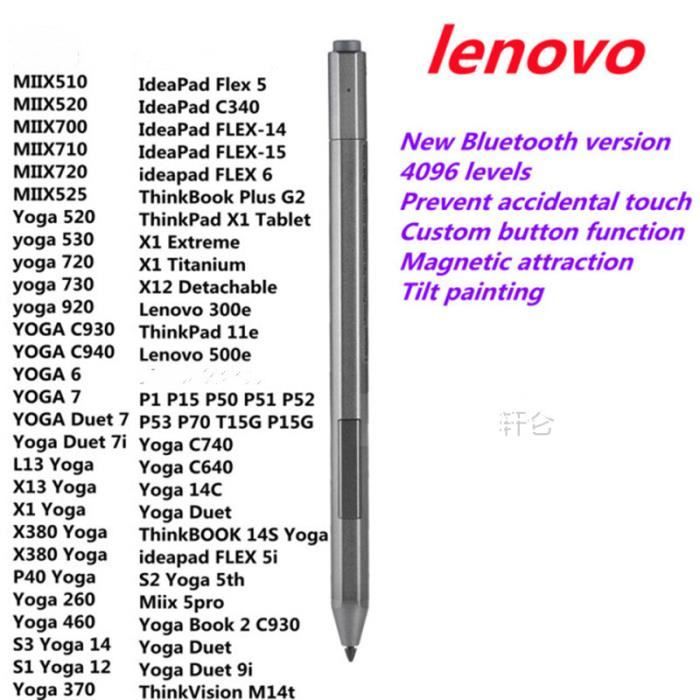 Stylets,Stylet de précision pour Lenovo, pour livre de Yoga 2 C930  ThinkBook Plus Bluetooth avec 4096 de pression- Gris foncé