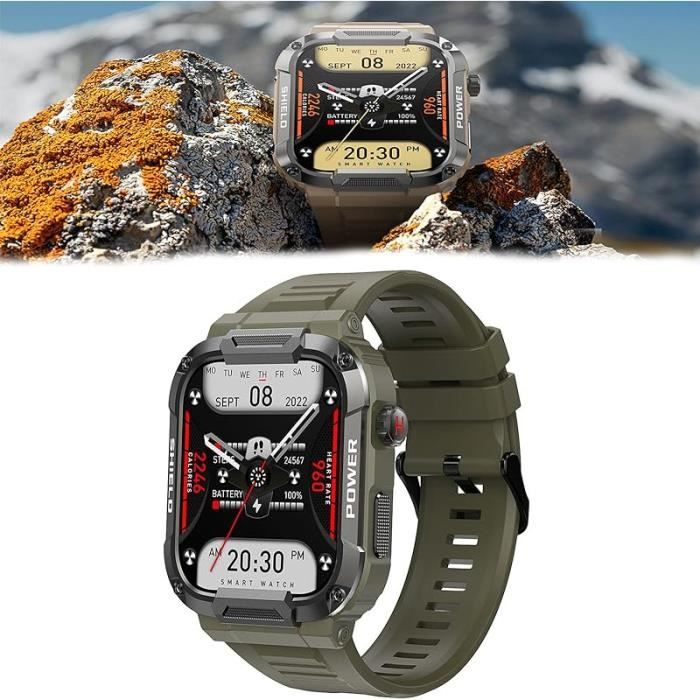 Montre pour hommes montre intelligente montre tanche Fitness Tracker cran tactile complet Bluetooth ONE SIZE GREEN