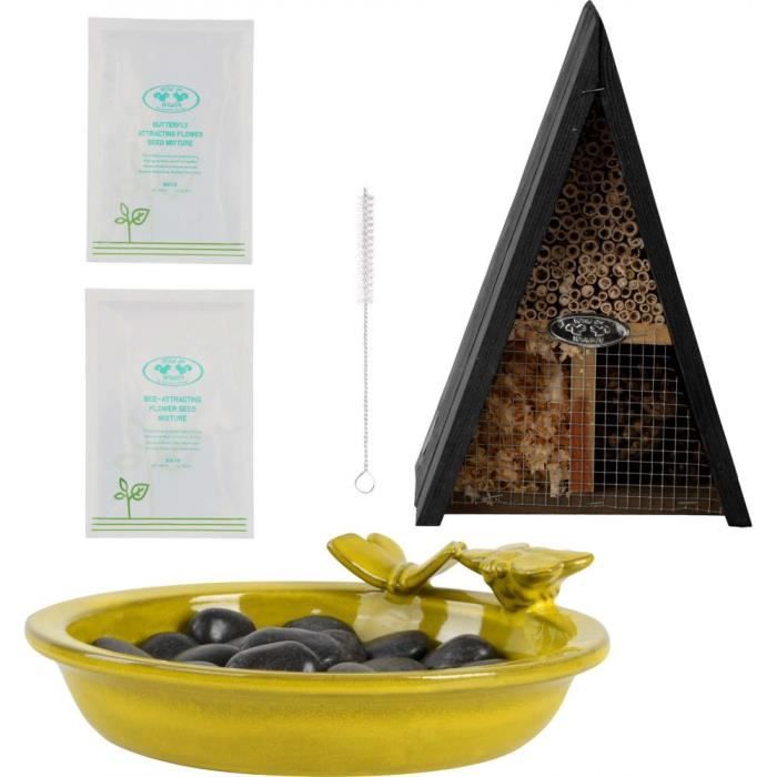 Meilleurs prix pour Set hotel à insectes abreuvoir et mélange de fleurs Multi