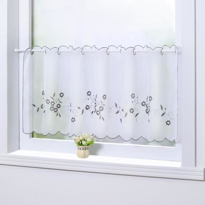 Tissu Brodé Feuille Pour Store Romain Sur Mesure - Jusqu'à 132 Cm Large X 110 Cm Haut