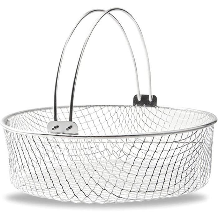 Friteuse Acier Inoxydable 304 Avec Panier - Casserole Profonde 12 Cm, Poignées, Pour Frites, Beignets, Légumes