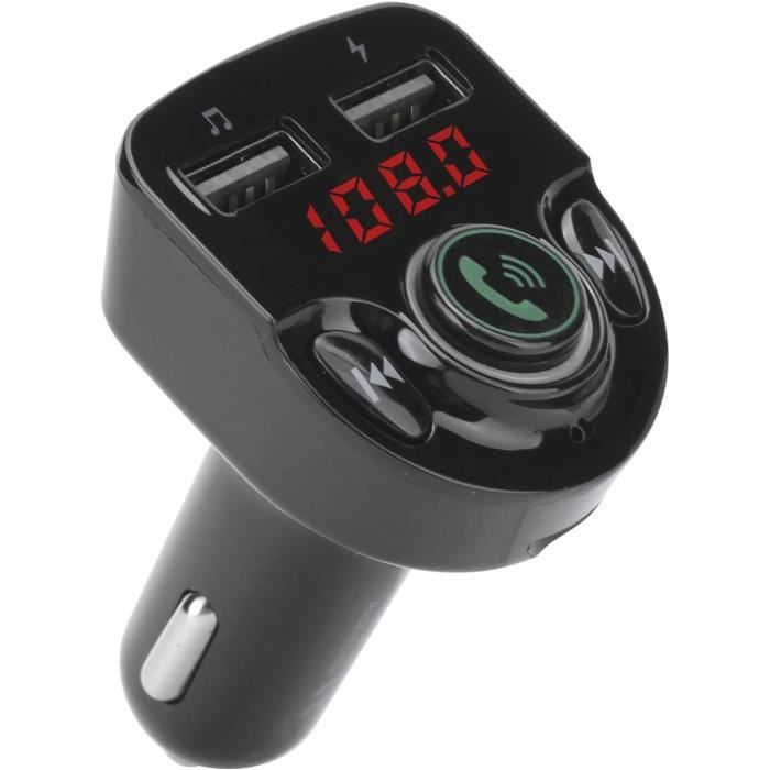Chargeur Allume-cigare Bluetooth FM Transmetteur - Double Port USB, Radio, Lecteur MP3 - Compatible Tous Smartphones Et Voitures - 6