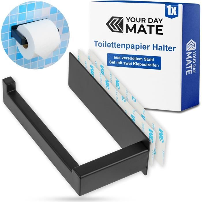 EBEAKA Porte Papier Toilette Bambou, Drouleur Papier Toilette Murale Adhesif avec Étagère, Support Papier Toilette Hygiénique Double pour La Cuisine, Les Toilettes Fixation Murale Ou Autocollante