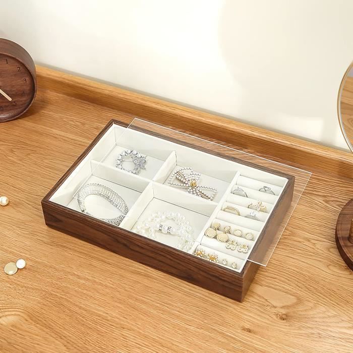 Boîte à Bijoux 2 Niveaux Pour Maman - Cadeau Femme Anniversaire, Noël, Fête Des Mères - Coffret Rangement Voyage Avec Miroir
