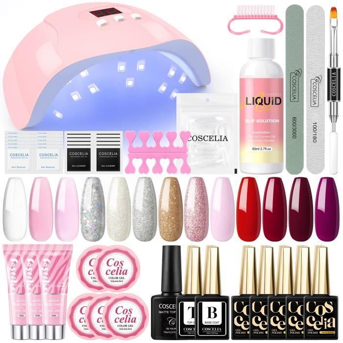 Lot De 5 Pinces à Ongles Transparentes Roses - Pour Extensions Polygel - Prothésie Ongulaire