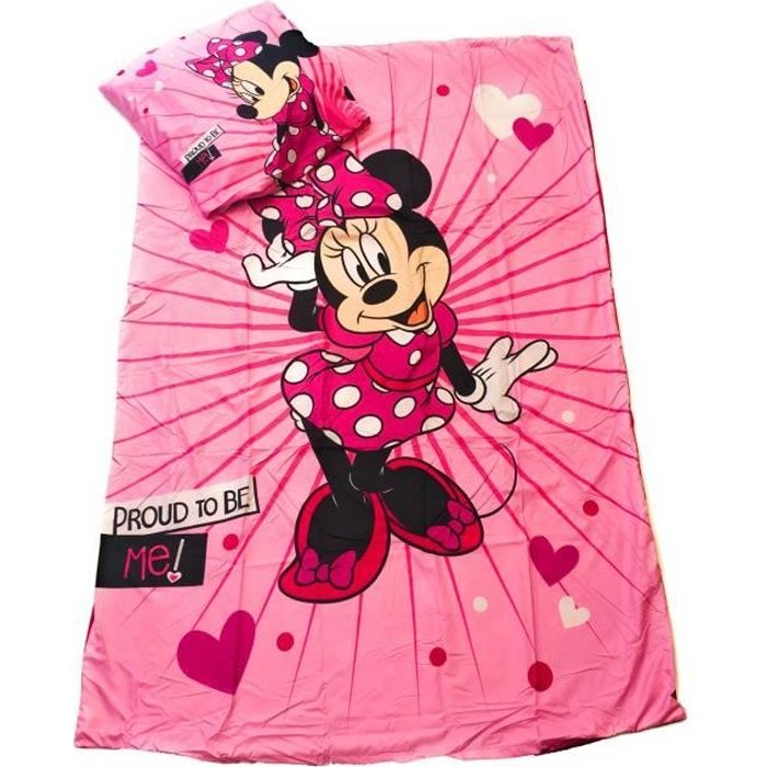 Parure de Lit Minnie Mouse - Disney - Housse de couette réversible 140x200 cm + taie 63x63 cm microfibre - Minnie