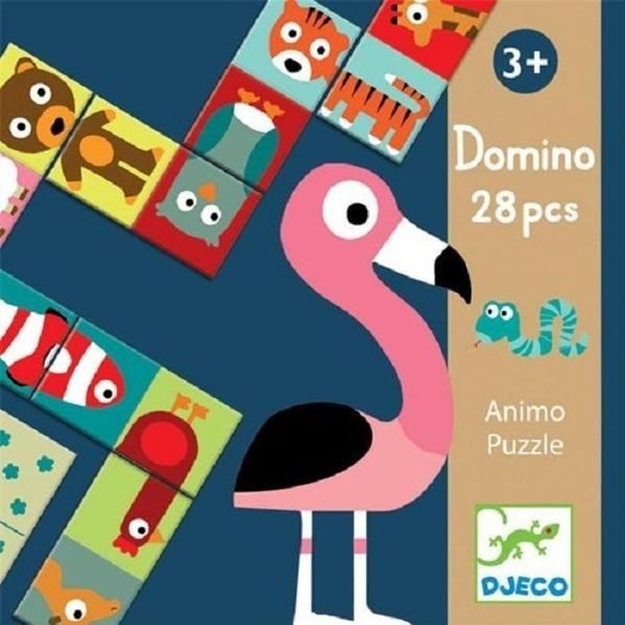 Dominos Animo-Puzzle - DJECO - Jeu éducatif pour enfants de 3 ans - 28 pièces en carton robuste Dominos Animo-Puzzle - DJECO - Jeu éducatif pour enfants de 3 ans - 28 pièces en carton robuste