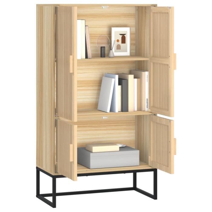 Buffet haut - ESTINK - 70x35x125 cm - Bois dingénierie - Style scandinave - 2 portes