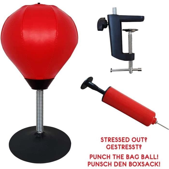 Sac de frappe de bureau, anti-stress, sac autoportant, équipement de boxe  d'intérieur, balle de frappe de table avec grande ventouse, rouge :  : Sports et Plein air