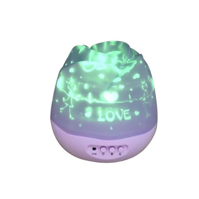 Projecteur LED Rotatif Nuit étoiles Et Lune - Pour Enfants, Changement De Couleurs, USB